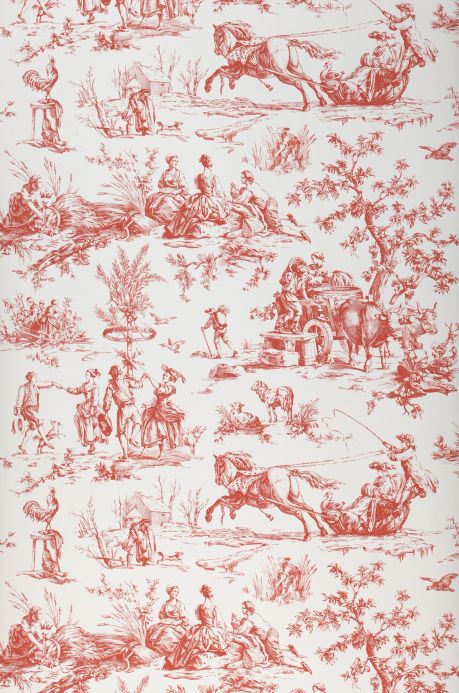 Forest and Tree Wallpaper Wallpaper Toile de Jouy red Roll Width