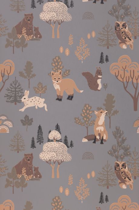 Animal Wallpaper Wallpaper Deep Forest blue grey Roll Width
