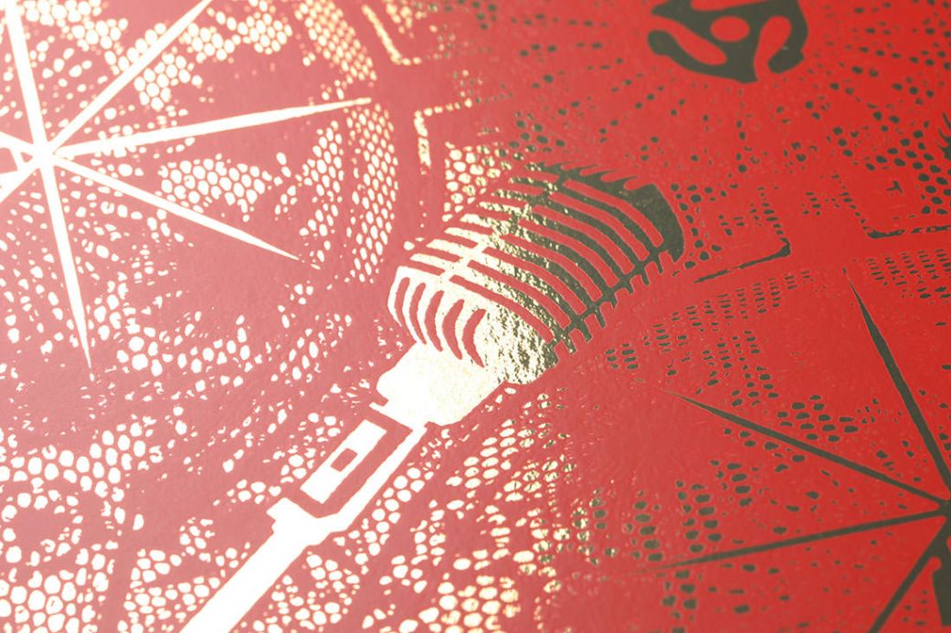 Designer Wallpaper Musical Mandala orient red Detail View