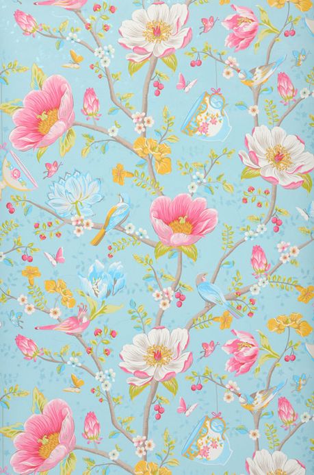 Floral Wallpaper Wallpaper Luna pastel blue Roll Width