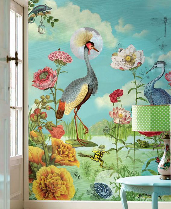 Papier peint avec des animaux Photo murale Blomma multicolore Vue pièce