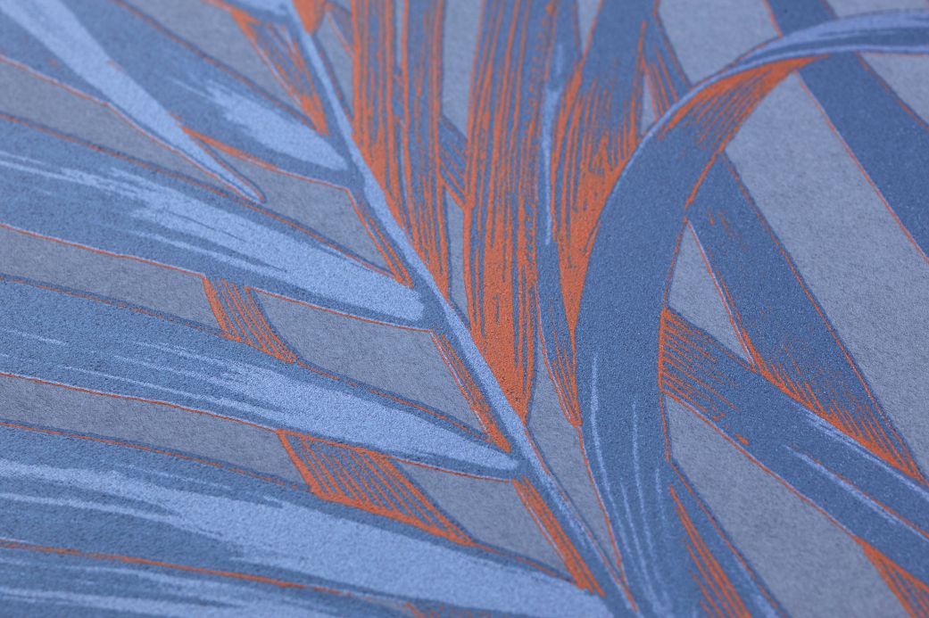 Papel de parede botânico Papel de parede Palmetto azul brilhante Ver detalhe