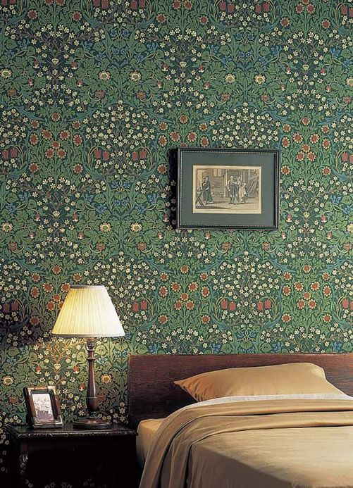 William Morris Wallpaper Wallpaper Sharon shades of green Room View