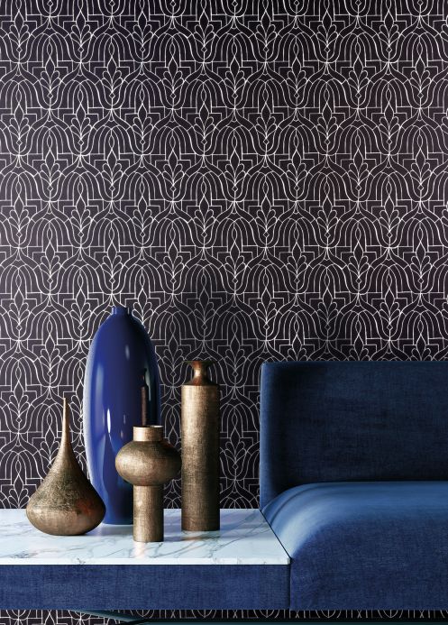 Oriental Wallpaper Wallpaper Lotus black Room View