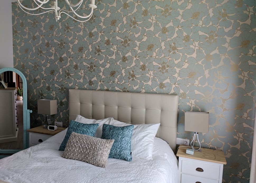 Paper-based Wallpaper Wallpaper Indra light blue Room View