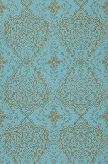 Archiv Wallpaper Rosmerta turquoise blue Roll Width