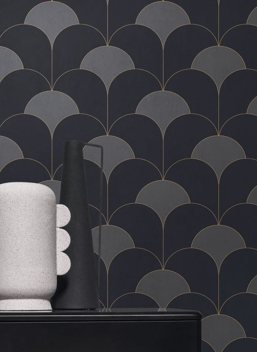 Art Deco Wallpaper Wallpaper Sumba anthracite shimmer Room View