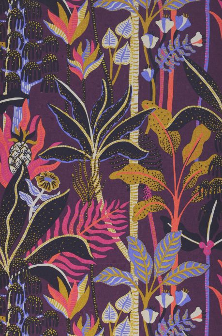 Papel de parede botânico Papel de parede Tropical Dream violeta Largura do rolo
