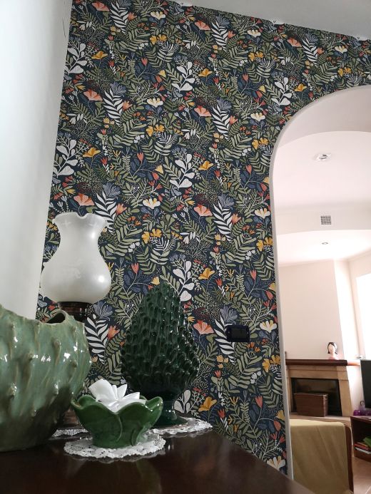 Non-woven Wallpaper Wallpaper Pavonia grey blue Room View