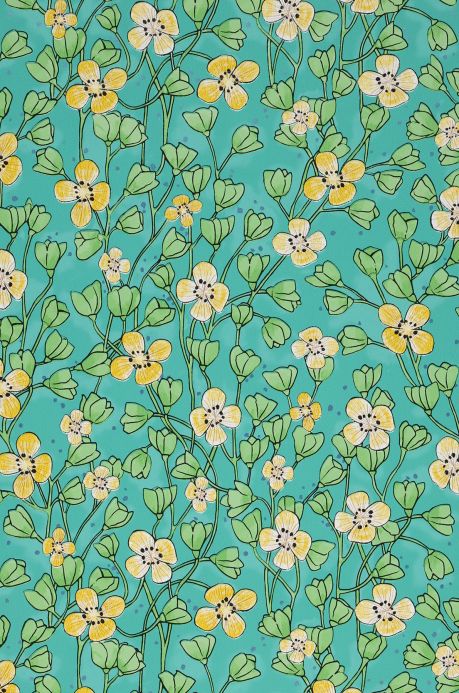 Floral Wallpaper Wallpaper Videnna turquoise A4 Detail