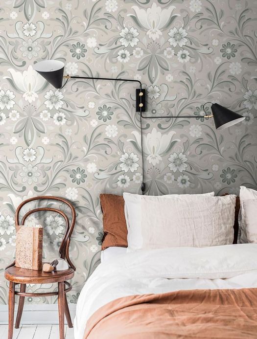 Classic Wallpaper Wallpaper Sanna light grey beige Room View