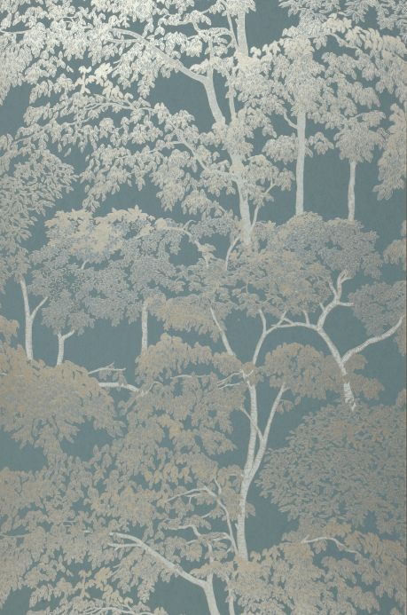 Papier peint de forêts et d’arbre Papier peint Arboleda turquoise Largeur de lé