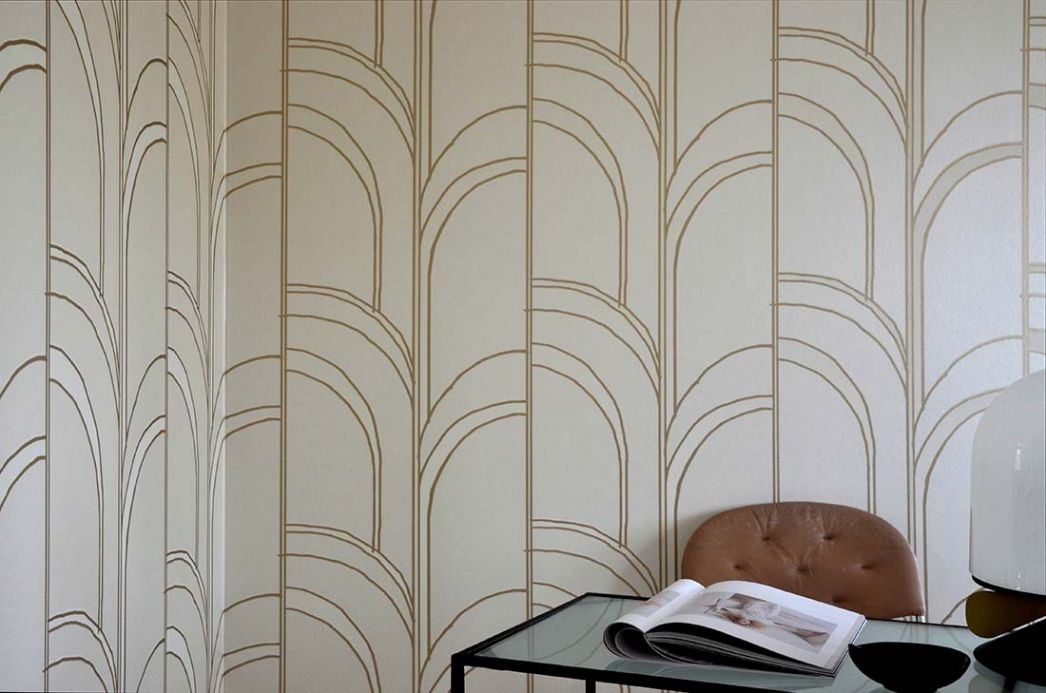 Archiv Wallpaper Arches cream white shimmer Room View