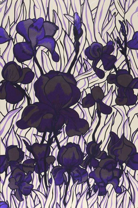Papel pintado floral Papel pintado Iris violeta Ancho rollo