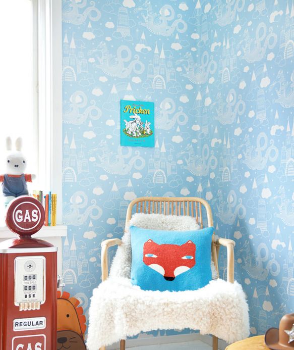 Animal Wallpaper Wallpaper Drakhimlen light blue Room View