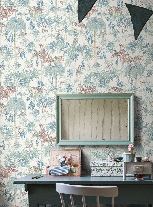 Bird Wallpaper Wallpaper Ipanema green blue Room View
