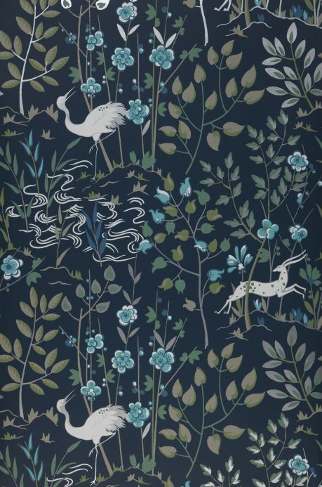 Bird Wallpaper Wallpaper Carumba black blue Roll Width