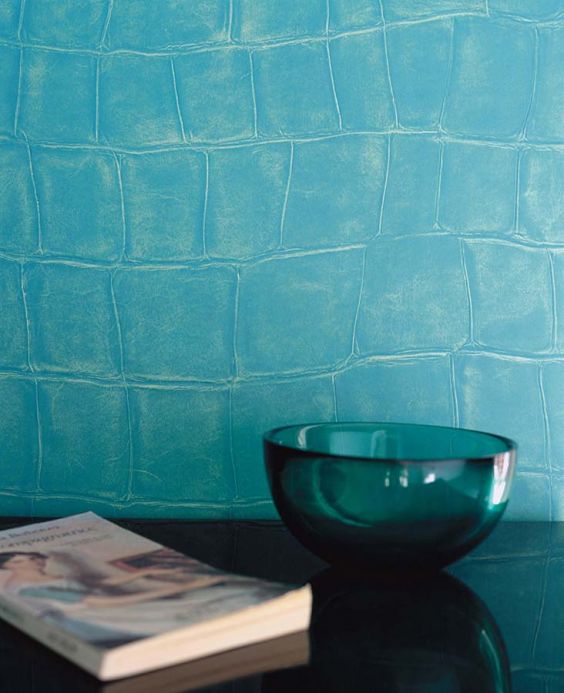 Archiv Papel pintado Croco 03 azul turquesa Ver habitación