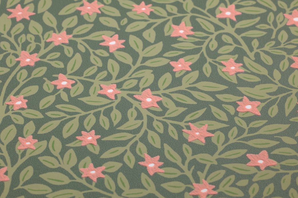 Floral Wallpaper Wallpaper Karina pine green Detail View