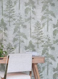 Wallpaper Forest Bathing pale grey