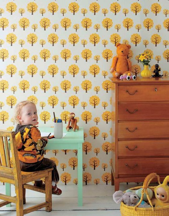 Archiv Wallpaper Dotty golden yellow Room View