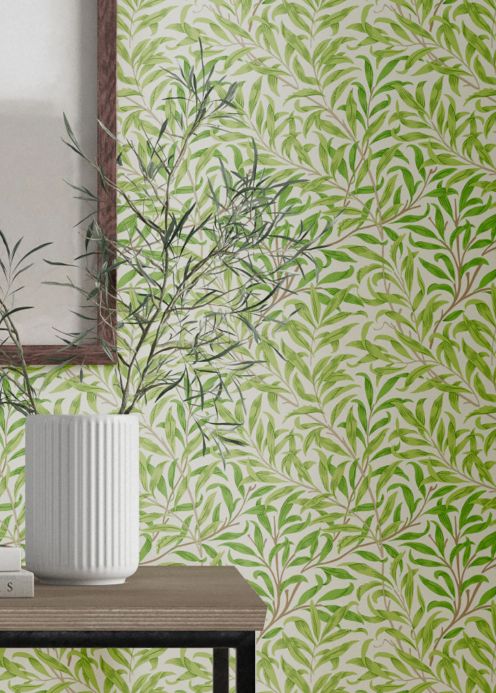 Papel de parede botânico Papel de parede Darcie verde pera Ver ambiente