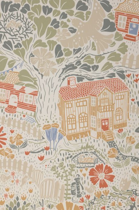 Red Wallpaper Wallpaper Birgitta cream A4 Detail