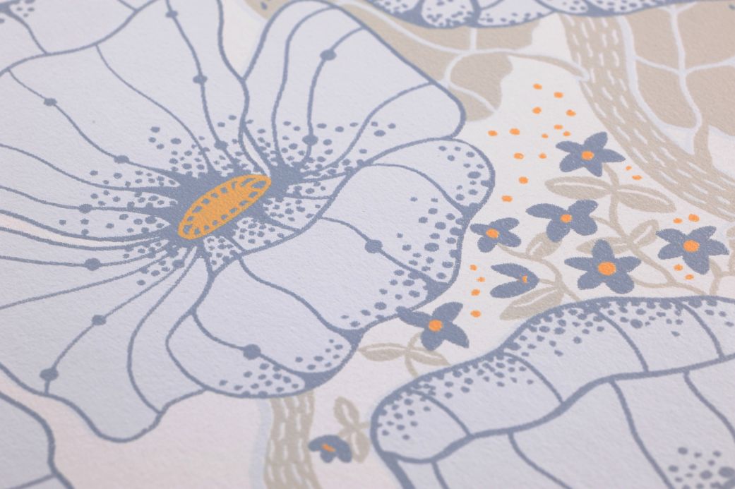 Floral Wallpaper Wallpaper Ewa pale blue Detail View