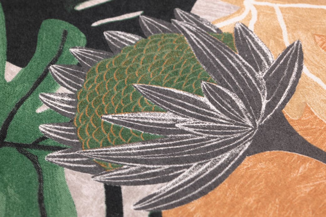 Carta da parati botanica Carta da parati Sunago toni di verde Visuale dettaglio