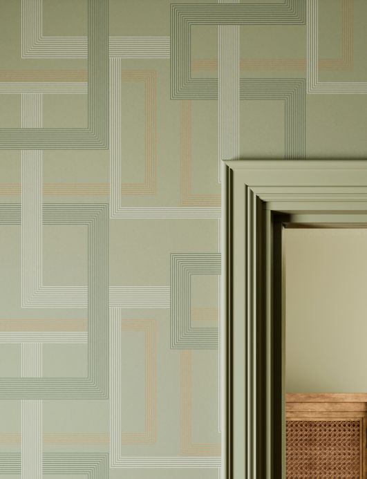 Geometric Wallpaper Wallpaper Alcamo pale green grey Room View