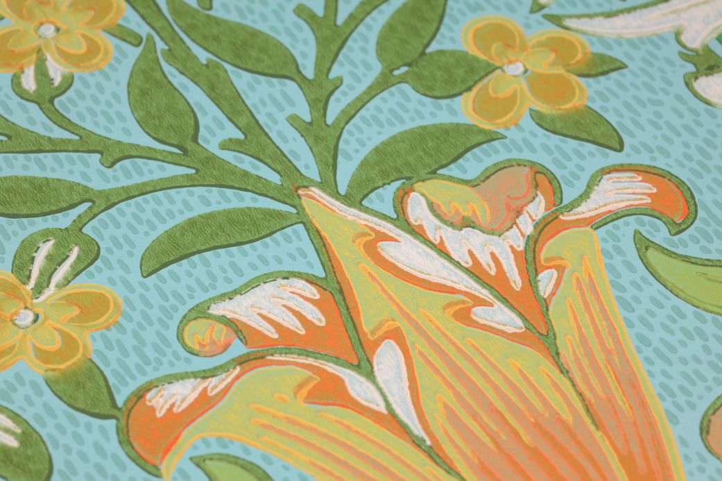 William Morris Wallpaper Wallpaper Rebecca pastel turquoise Detail View