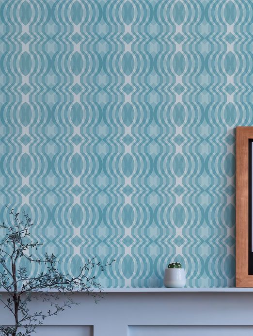 Vinyl Wallpaper Wallpaper Chakra shades of turquoise Room View