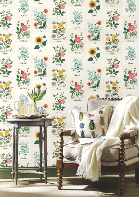 Designer Wallpaper Botanical Prints multi-coloured Room View