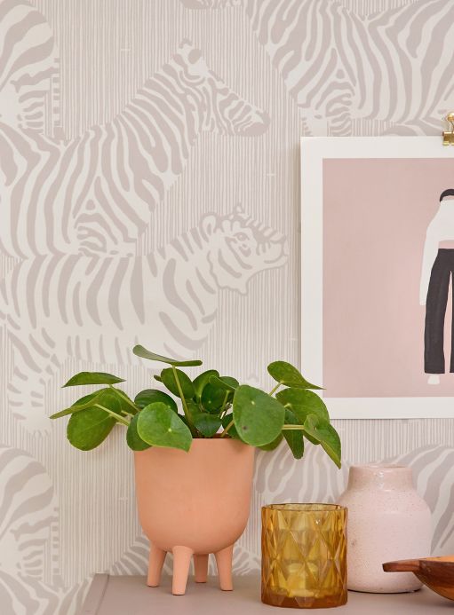 Designer Wallpaper Safari Stripes grey beige Room View