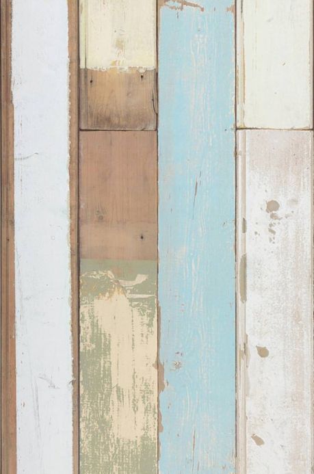 Papel de parede de madeira Papel de parede Scrapwood 03 azul claro Largura do rolo