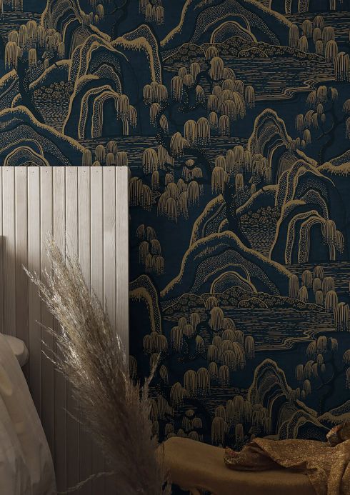 Popular wallpapers Wallpaper Japanese Garden anthracite grey Room View