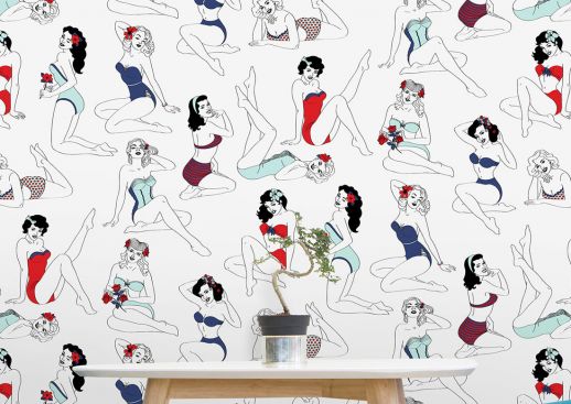 Wallpaper Pinup red Room View