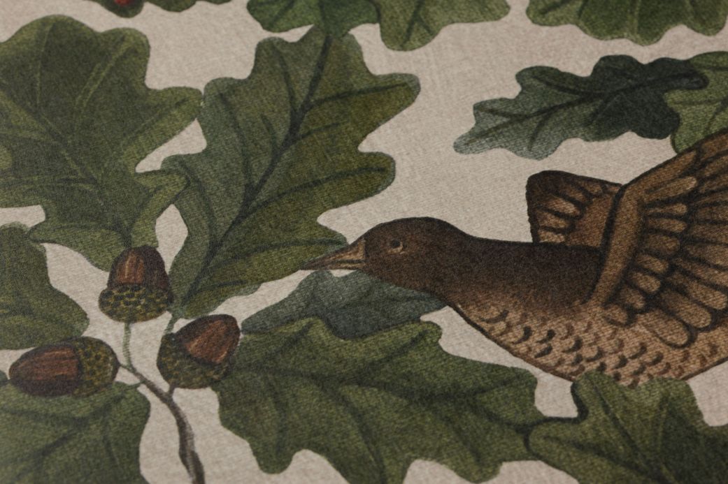 Tapeten mit Blättern und Laub Tapete In the Oak Perlweiss Detailansicht
