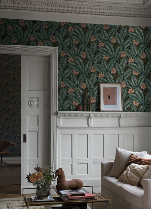 Botanical Wallpaper Wallpaper Scale shades of green Room View