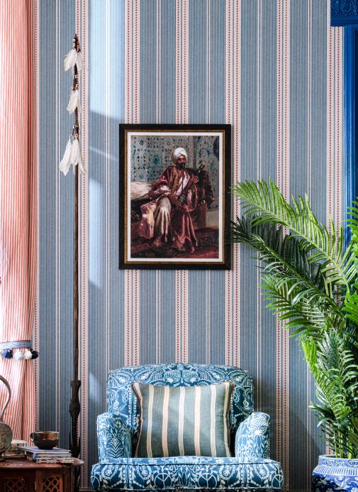 Mindthegap Wallpaper Wallpaper Berber Stripes green blue Room View