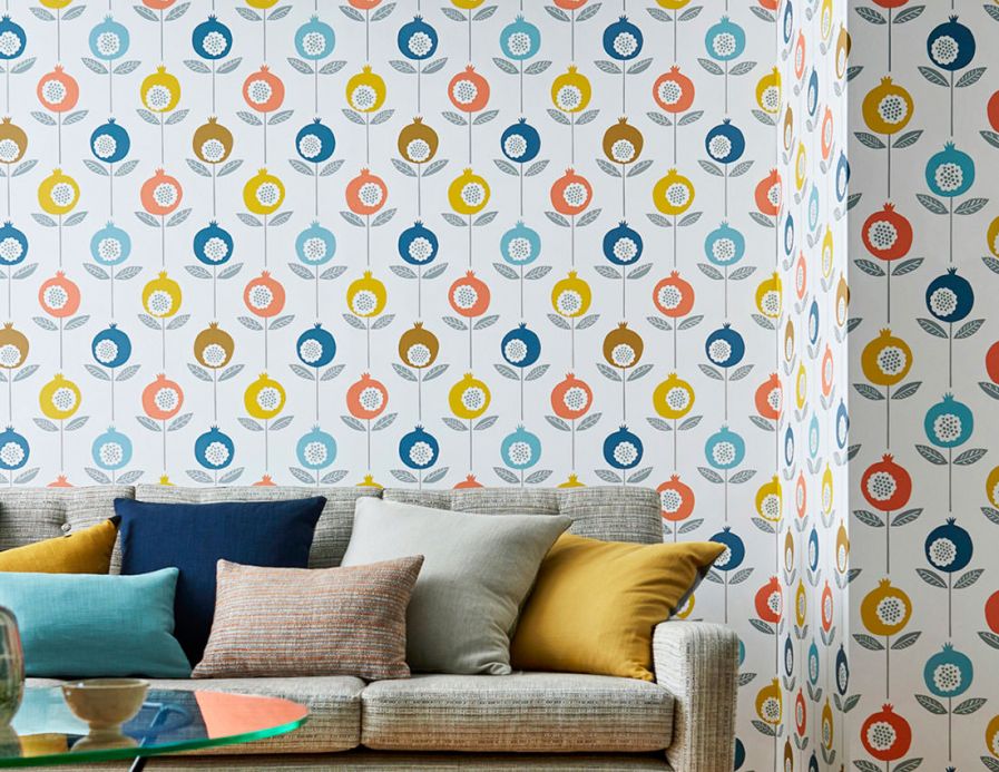 Orange Wallpaper Wallpaper Nella blue Room View