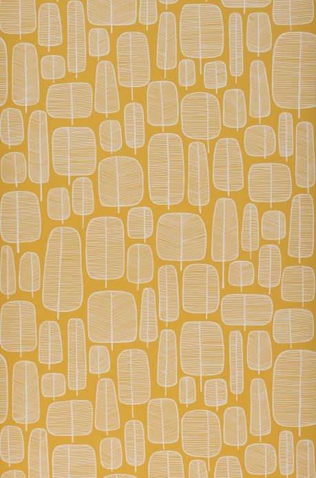 Forest and Tree Wallpaper Wallpaper Little Trees golden yellow Roll Width