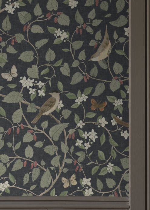 Papel pintado botánico Papel pintado Elisa gris teja Ver habitación