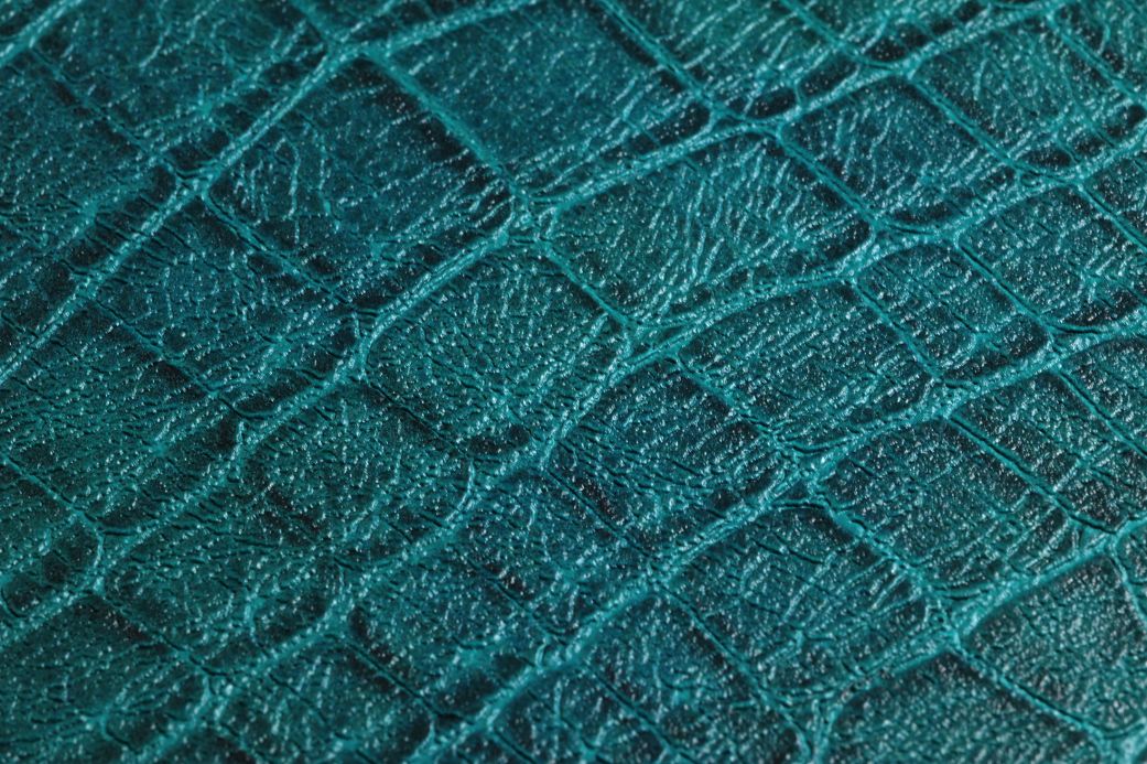Carta da parati effetto pelle Carta da parati Reptile 02 verde opale Visuale dettaglio