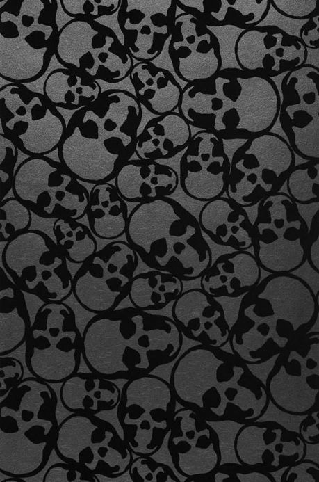 Flock Wallpaper Wallpaper Skulls black Roll Width