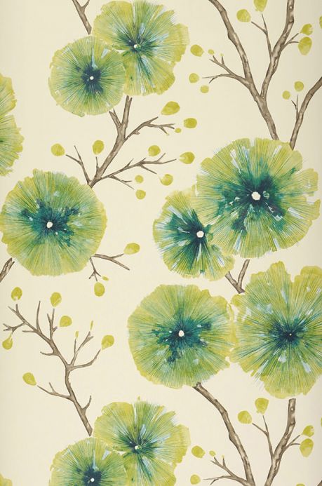 Floral Wallpaper Wallpaper Cerna green Roll Width