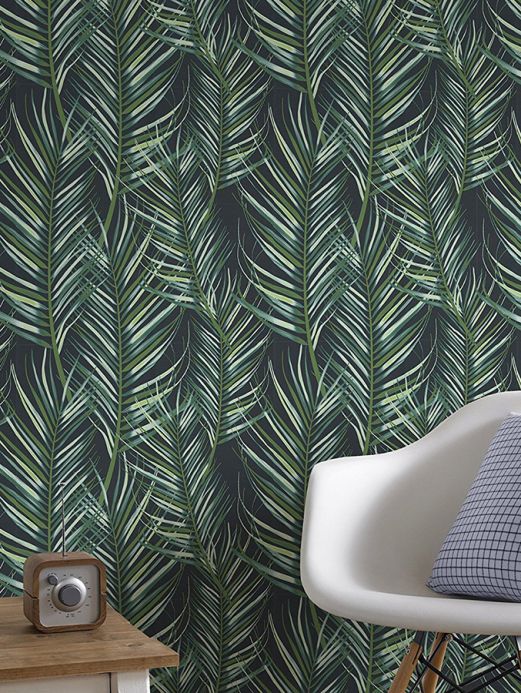 Botanical Wallpaper Wallpaper Meura shades of green Room View