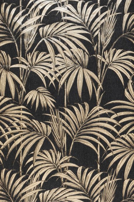 Botanical Wallpaper Wallpaper Tatanu black-grey glitter Roll Width