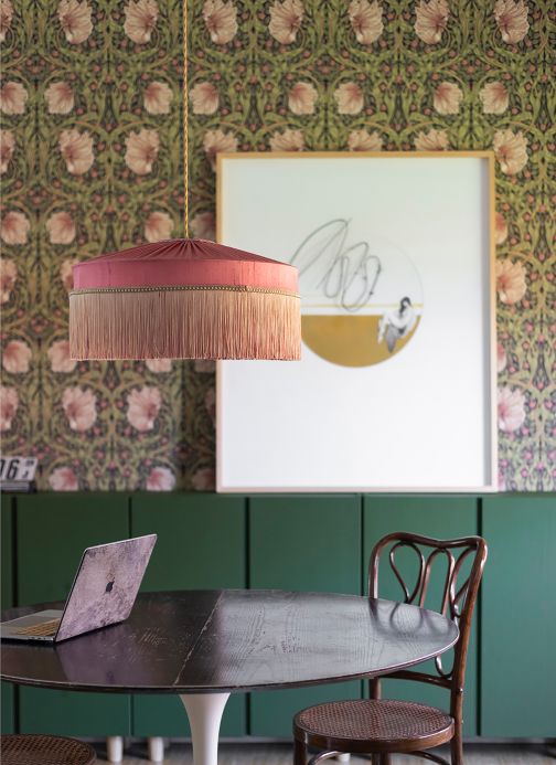 Floral Wallpaper Wallpaper Despina green beige Room View