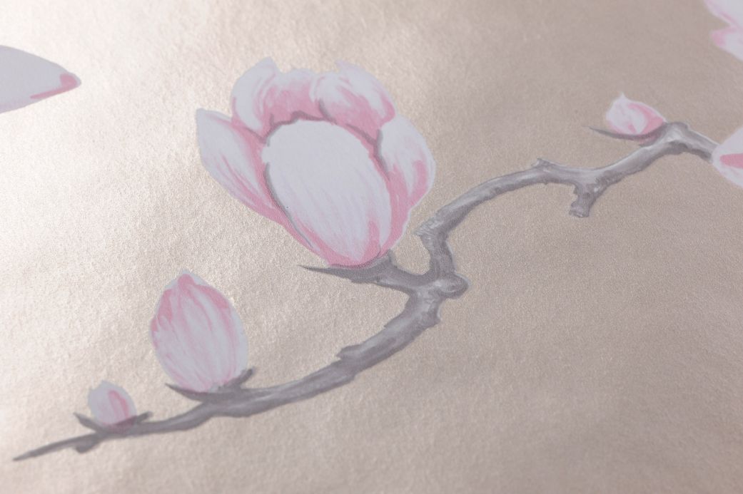Papel de parede floral Papel de parede Magnolia bege pérola Ver detalhe